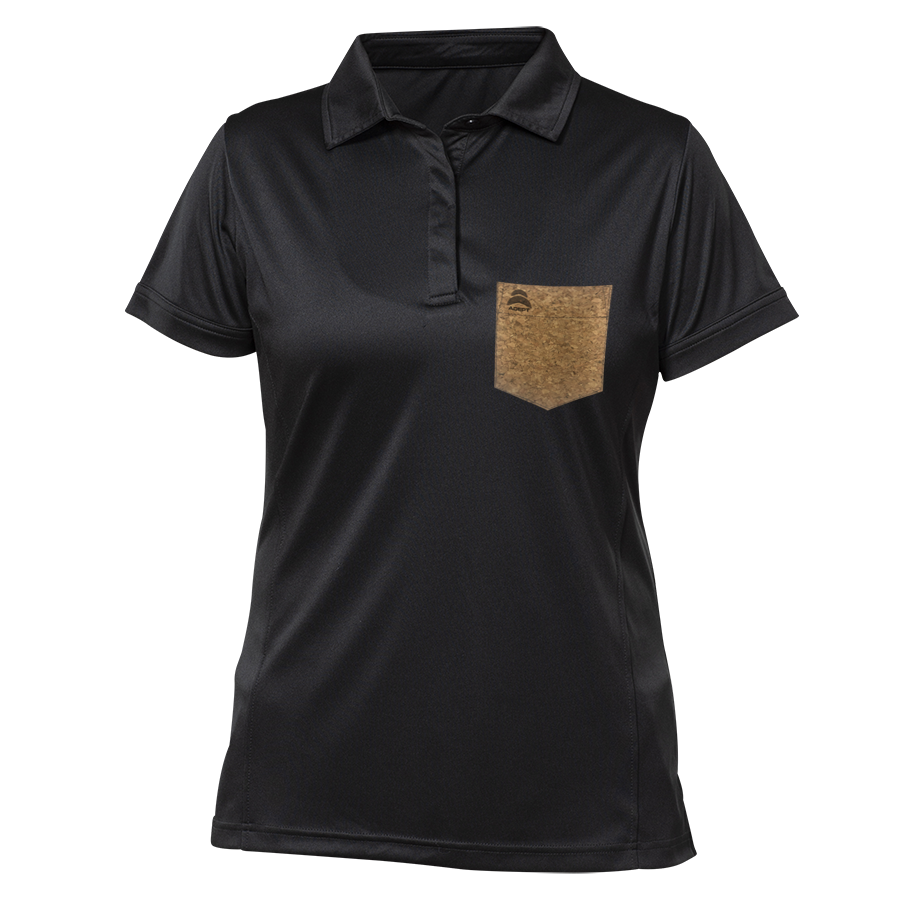 Women-polo-dri-fit-100%-polyester-pocket-black