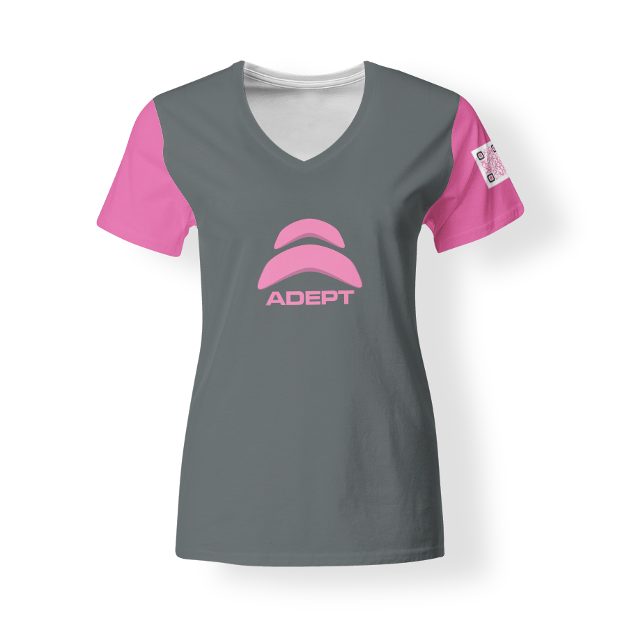 T-SHirt_V-Neck_FEMME_ROSE-GRIS_AVANT