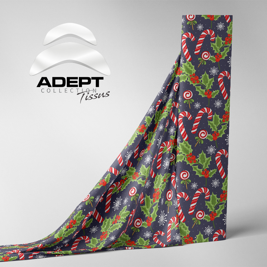 444_Canne de bonbon Feuille de gui 444_Canne de bonbon Feuille de gui