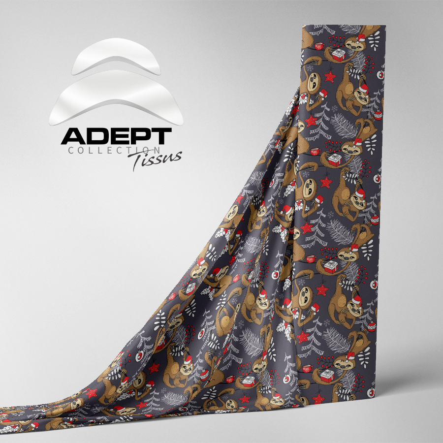 454_Paresseux de Noël Gris Blanc Rouge 454_Paresseux de Noël Gris Blanc Rouge