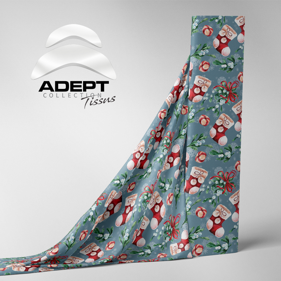 466_Bas de Noël Bleu Vert Rouge