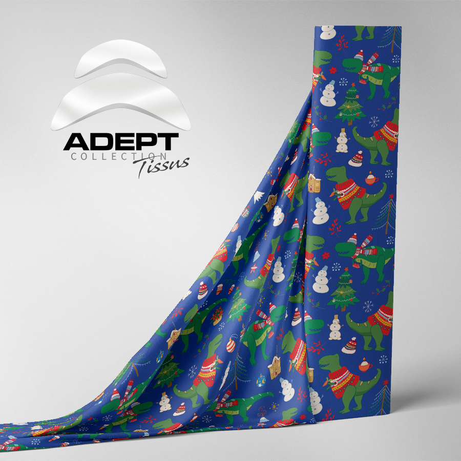 469_Dinosaure de Noël Bonhomme de neige Bleu