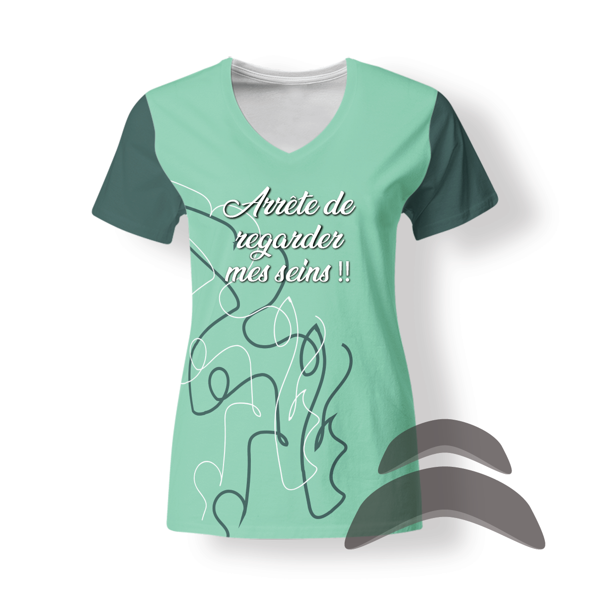 T-SHirt_V-Neck_FEMME_ABSTRAIT_HUMOUR_Arrete regarder seins T-SHirt_V-Neck_FEMME_ABSTRAIT_HUMOUR_Arrete regarder seins
