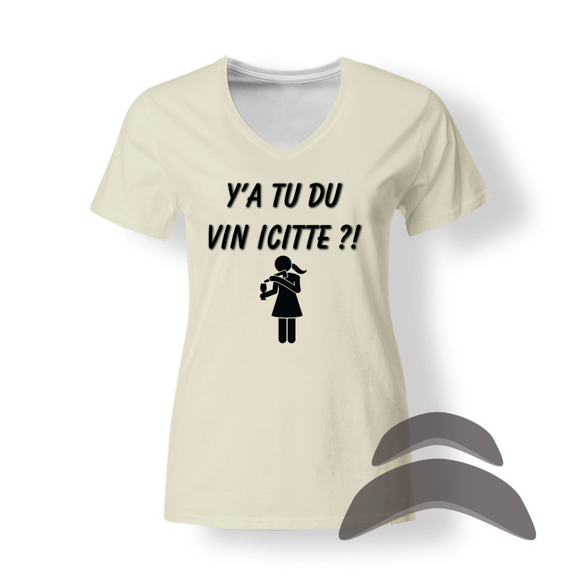 T-Shirt_Col_Rond_FEMME_BEIGE_HUMOURY'a tu du vin icitte