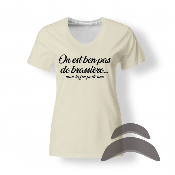 T-Shirt_Col_Rond_FEMME_BEIGE_HUMOUR_Pas de brassière