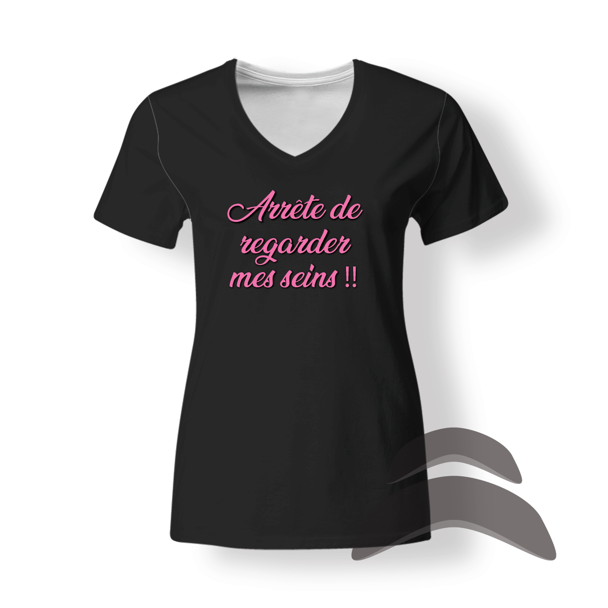 T-Shirt_Col_Rond_FEMME_NOIR_HUMOUR_Arrete regarder seins T-Shirt_Col_Rond_FEMME_NOIR_HUMOUR_Arrete regarder seins