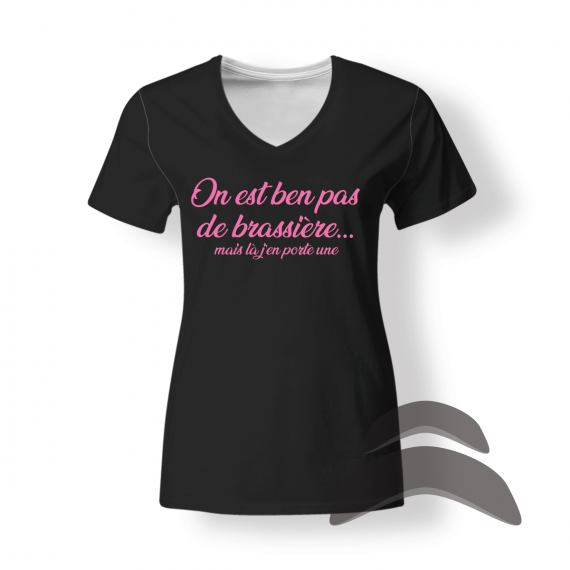 T-Shirt_Col_Rond_FEMME_NOIR_HUMOUR_Pas de brassière