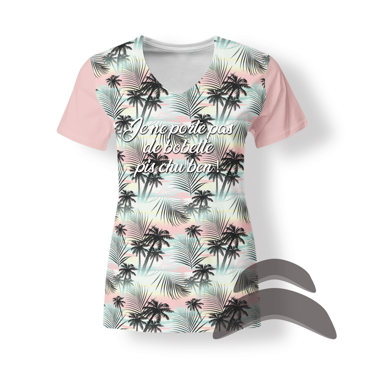 T-Shirt_Col_Rond_FEMME_PALMIERS_HUMOUR_Pas de bobette T-Shirt_Col_Rond_FEMME_PALMIERS_HUMOUR_Pas de bobette