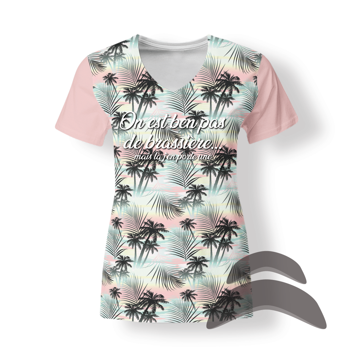 T-Shirt_Col_Rond_FEMME_PALMIERS_HUMOUR_Pas de brassière